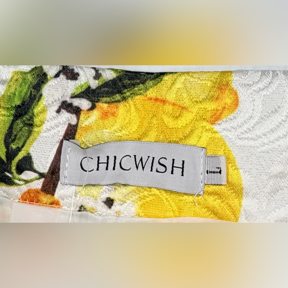 Chicwish Lemon Tree Jacquard A-Line Skirt - Side Zip & Lined - Size Large NWT - Picture 5 of 7